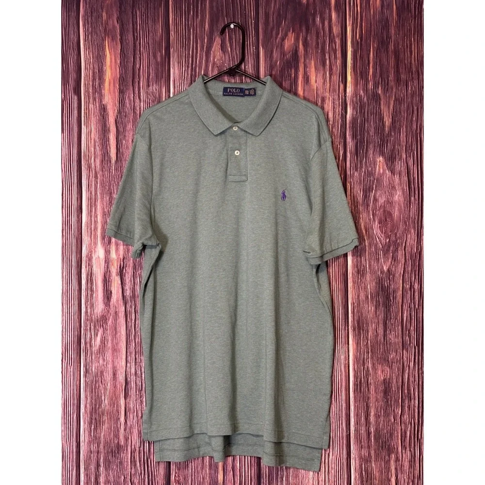 Polo Ralph Lauren Polo Shirt Mens XXL Green Heathered Short Sleeve Pony Cotton
